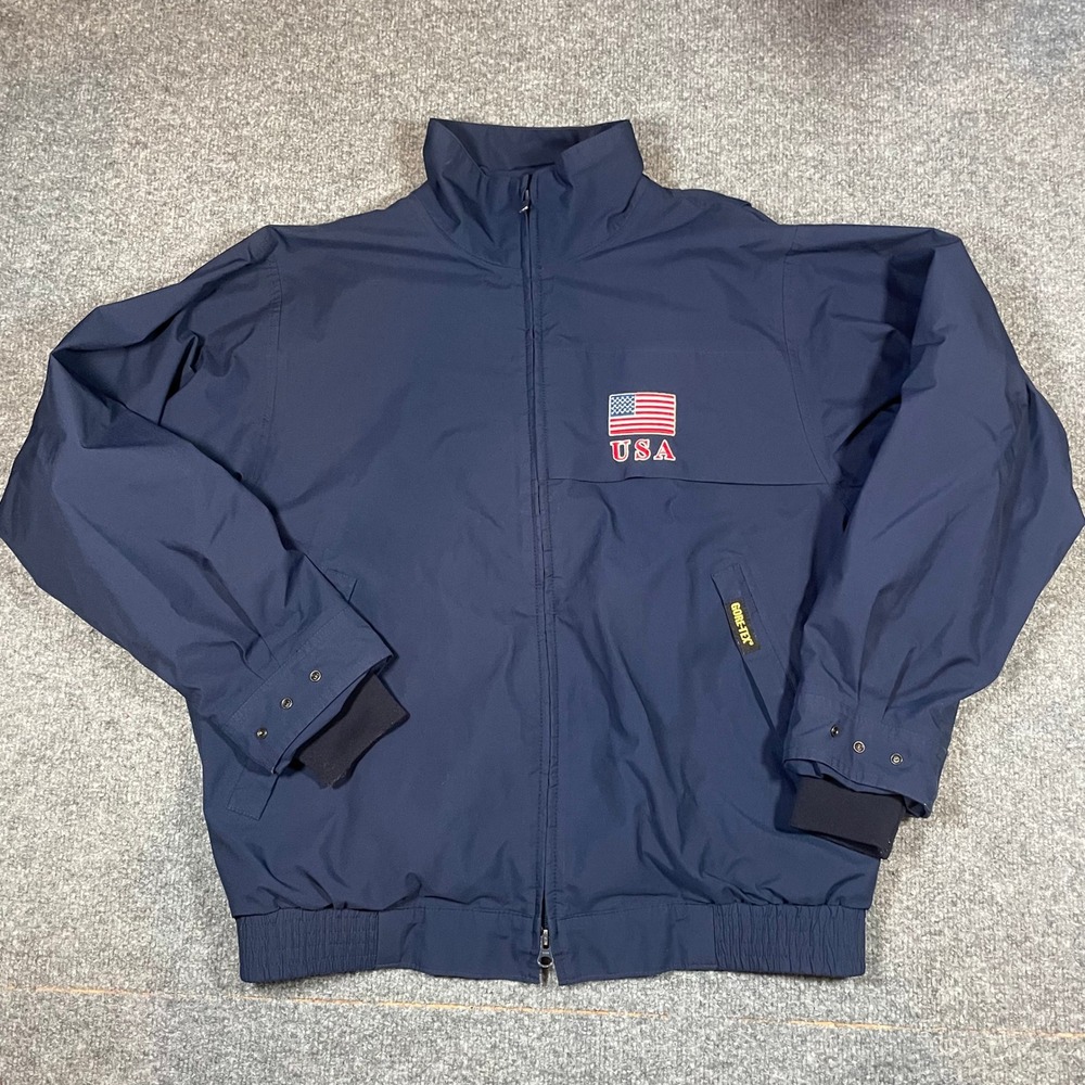 Zero Restriction Golf Jacket Women Medium Navy Gore-Tex USA Flag Full Zip